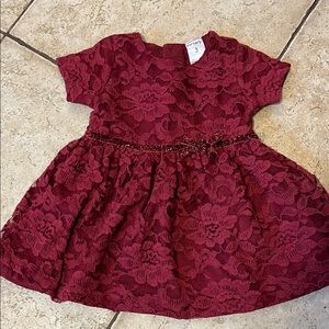 Carters Elegant Burgundy Lace Kids Dress